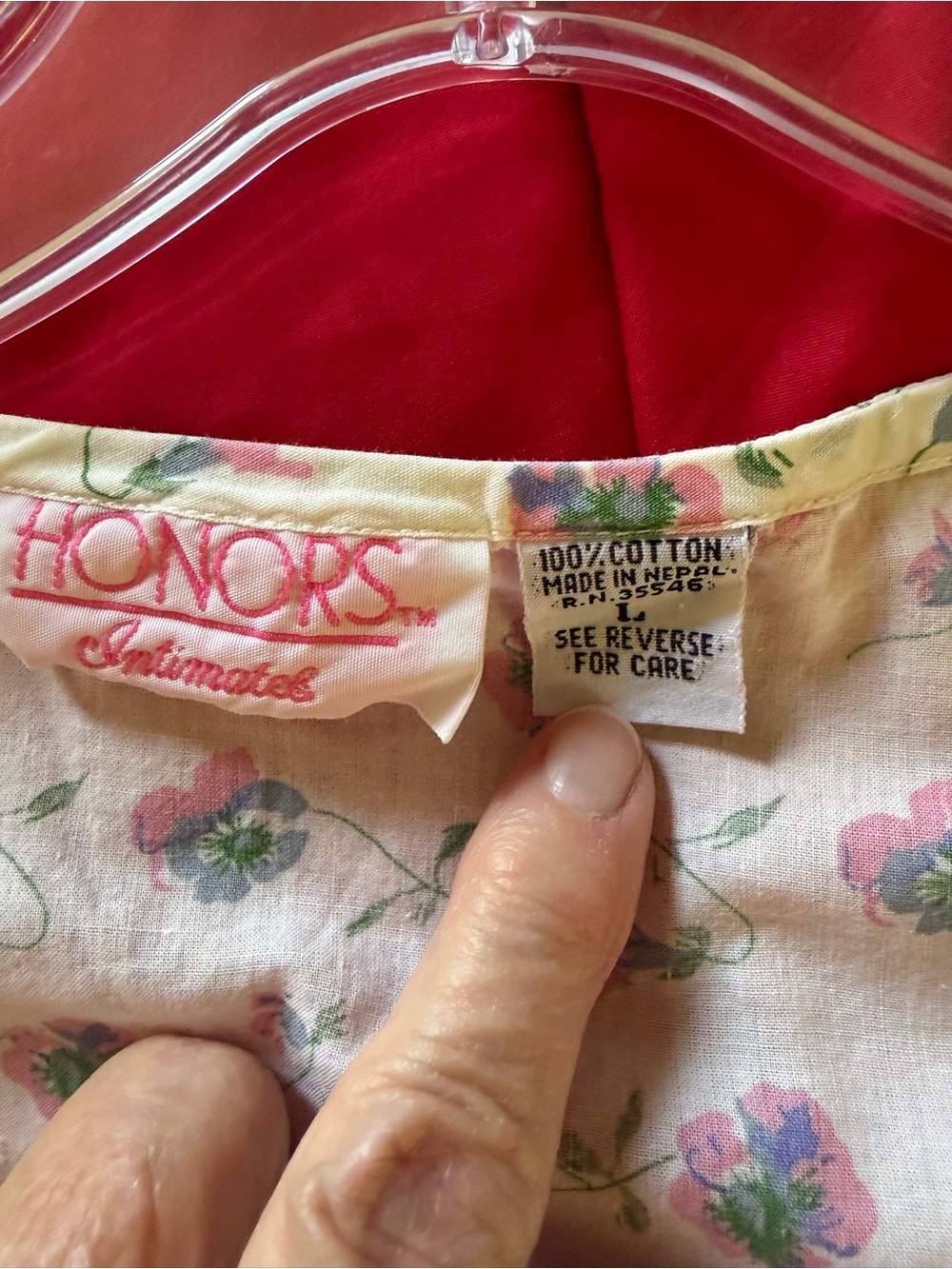 Vintage Floral Nightgown - White with Pink Rose Print 100% Cotton - Picture 6 of 6